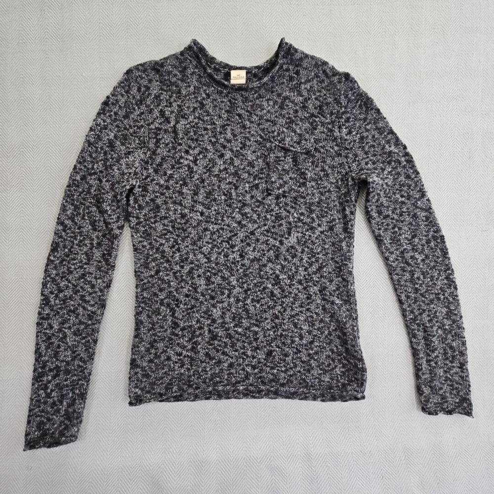 Hollister California Knit Sweater Medium Black Long Sleeve Crew Neck Pullover